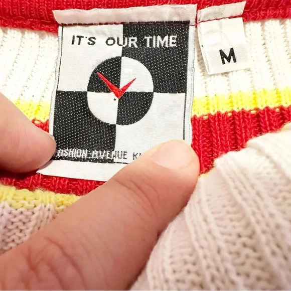 Y2K Multi-coloured striped halterneck knitted top size medium - Picture 9 of 10